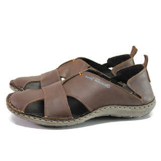 Ортопедични Кафяви мъжки сандали, естествена кожа - ежедневни обувки за пролетта и лятото N 100014190