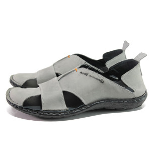 Ортопедични сиви мъжки сандали, естествена кожа - ежедневни обувки за пролетта и лятото N 100014189