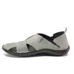 Ортопедични сиви мъжки сандали, естествена кожа - ежедневни обувки за пролетта и лятото N 100014189