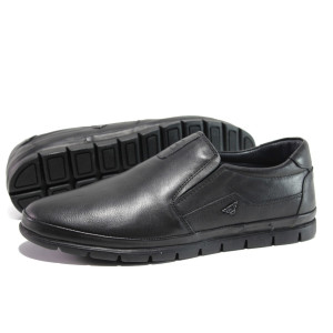 Черни мъжки анатомични обувки, естествена кожа - всекидневни обувки за есента и зимата N 100014508