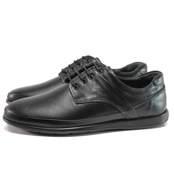Черни мъжки обувки, естествена кожа - ежедневни обувки за есента и зимата N 100014498