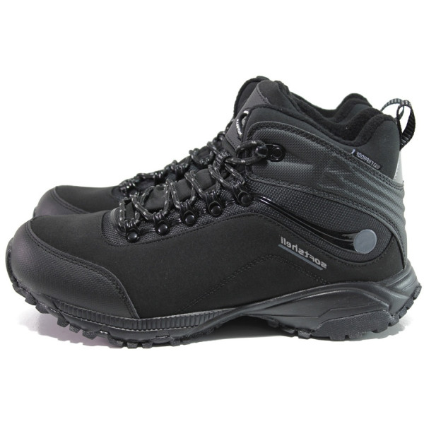 Черни мъжки боти, текстилна материя - ежедневни обувки за есента и зимата N 100014574