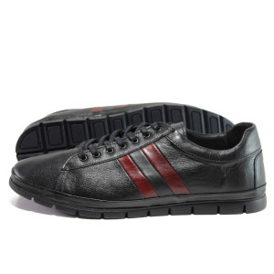 Черни мъжки обувки, естествена кожа - всекидневни обувки за целогодишно ползване N 100014633