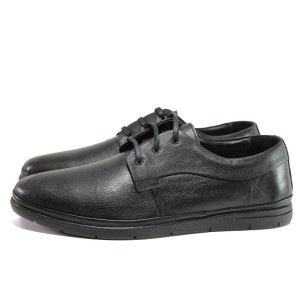 Черни мъжки обувки, естествена кожа - всекидневни обувки за целогодишно ползване N 100014631