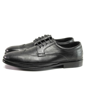 Черни мъжки обувки, естествена кожа - официални обувки за целогодишно ползване N 100014634