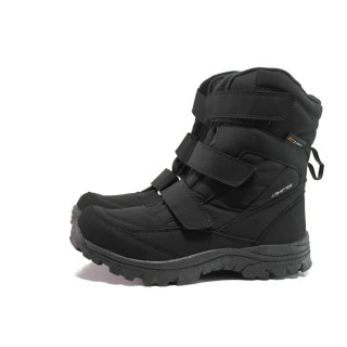 Черни юношески боти, еко-кожа и текстилна материя - всекидневни обувки за есента и зимата N 100017194