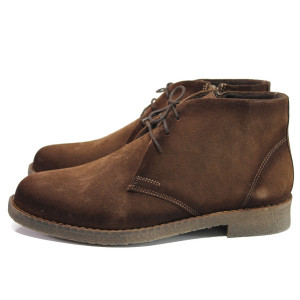 Кафяви мъжки боти, естествен велур - ежедневни обувки за есента и зимата N 100014712