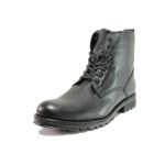 Черни мъжки боти, естествена кожа - ежедневни обувки за есента и зимата N 100014786