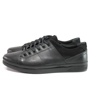 Черни мъжки обувки, естествена кожа - ежедневни обувки за есента и зимата N 100014787