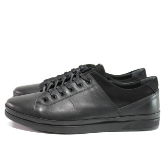 Черни мъжки обувки, естествена кожа - ежедневни обувки за есента и зимата N 100014787