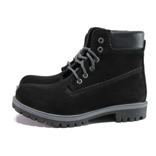 Черни мъжки боти, естествен набук - ежедневни обувки за есента и зимата N 100014972