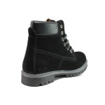 Черни мъжки боти, естествен набук - ежедневни обувки за есента и зимата N 100014972