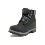 Черни анатомични юношески боти, естествен набук - ежедневни обувки за есента и зимата N 100014975