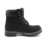 Черни анатомични юношески боти, естествен набук - ежедневни обувки за есента и зимата N 100014975