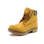 Жълти анатомични юношески боти, естествен набук - ежедневни обувки за есента и зимата N 100014976