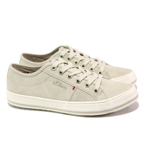 Сиви дамски обувки с равна подметка, здрава еко-кожа - всекидневни обувки за пролетта и лятото N 100013503