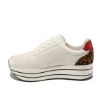 Бели дамски обувки с равна подметка, здрава еко-кожа - всекидневни обувки за пролетта и лятото N 100013504