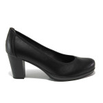 Черни дамски обувки с висок ток, здрава еко-кожа - всекидневни обувки за пролетта и лятото N 100013507