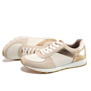 Розови дамски обувки с равна подметка, здрава еко-кожа - спортни обувки за пролетта и лятото N 100013513