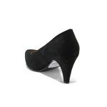 Черни дамски обувки с висок ток, качествен еко-велур - всекидневни обувки за пролетта и лятото N 100013521