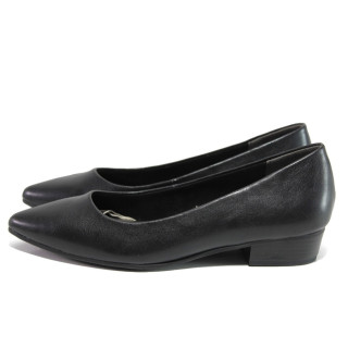 Анатомични черни дамски обувки със среден ток, здрава еко-кожа - всекидневни обувки за пролетта и лятото N 100013524