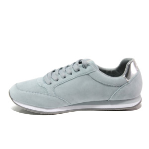 Светлосини дамски обувки с равна подметка, естествен велур - спортни обувки за пролетта и лятото N 100013520