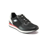 Черни дамски обувки с равна подметка, еко-кожа и текстилна материя - спортни обувки за пролетта и лятото N 100013518