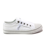 Бели дамски обувки с равна подметка, текстилна материя - спортни обувки за пролетта и лятото N 100013516