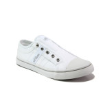 Бели дамски обувки с равна подметка, текстилна материя - спортни обувки за пролетта и лятото N 100013516