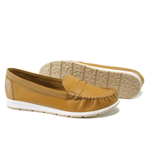 Анатомични кафяви дамски мокасини, естествена кожа - ежедневни обувки за пролетта и лятото N 100013535