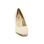 Бежови дамски обувки с висок ток, естествена кожа - официални обувки за целогодишно ползване N 100013534