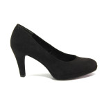 Анатомични черни дамски обувки с висок ток, качествен еко-велур - официални обувки за целогодишно ползване N 100013559