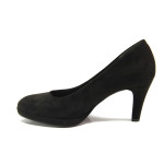 Анатомични черни дамски обувки с висок ток, качествен еко-велур - официални обувки за целогодишно ползване N 100013559