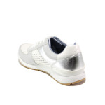 Сребристи дамски обувки с равна подметка, здрава еко-кожа - спортни обувки за пролетта и лятото N 100013579