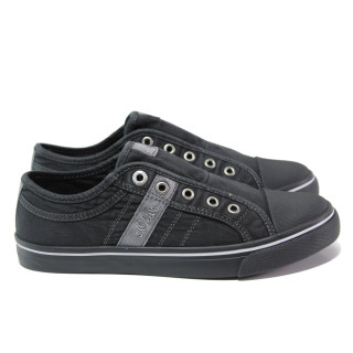 Черни дамски обувки с равна подметка, текстилна материя - спортни обувки за пролетта и лятото N 100013597