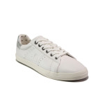 Бели дамски обувки с равна подметка, здрава еко-кожа - спортни обувки за пролетта и лятото N 100013596