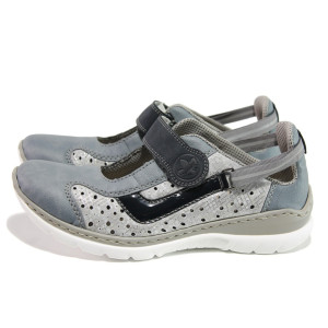 Сини дамски обувки с равна подметка, текстилна материя - всекидневни обувки за пролетта и лятото N 100013599