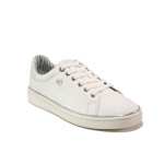 Бели дамски обувки с равна подметка, естествена кожа - спортни обувки за пролетта и лятото N 100013639
