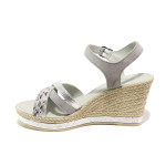 Сиви дамски сандали, естествена кожа - ежедневни обувки за пролетта и лятото N 100013691