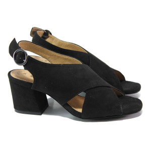 Черни дамски сандали, качествен еко-велур - ежедневни обувки за пролетта и лятото N 100013689