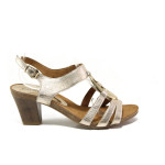 Бежови дамски сандали, естествена кожа - ежедневни обувки за пролетта и лятото N 100013690
