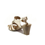 Бежови дамски сандали, естествена кожа - ежедневни обувки за пролетта и лятото N 100013690