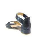 Тъмносини дамски сандали, естествена кожа - ежедневни обувки за пролетта и лятото N 100013834