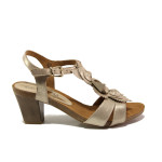 Бежови дамски сандали, естествена кожа - ежедневни обувки за пролетта и лятото N 100013835