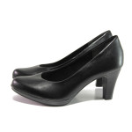 Черни дамски обувки с висок ток, естествена кожа - всекидневни обувки за пролетта и лятото N 100013770