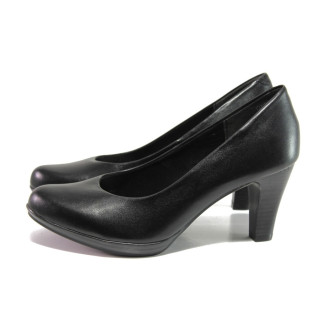 Черни дамски обувки с висок ток, естествена кожа - всекидневни обувки за пролетта и лятото N 100013770