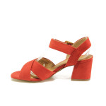 Червени дамски сандали, качествен еко-велур - ежедневни обувки за пролетта и лятото N 100013829