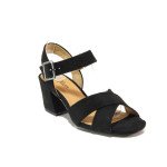 Черни дамски сандали, качествен еко-велур - ежедневни обувки за пролетта и лятото N 100013828