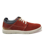 Червени мъжки спортни обувки, естествен набук - ежедневни обувки за пролетта и лятото N 100013750