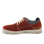 Червени мъжки спортни обувки, естествен набук - ежедневни обувки за пролетта и лятото N 100013750